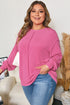 Spiral Ribbed Patchwork Exposed Seam Long Sleeve Top