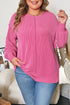 Spiral Ribbed Patchwork Exposed Seam Long Sleeve Top