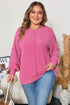 Spiral Ribbed Patchwork Exposed Seam Long Sleeve Top