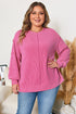 Spiral Ribbed Patchwork Exposed Seam Long Sleeve Top