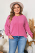 Spiral Ribbed Patchwork Exposed Seam Long Sleeve Top
