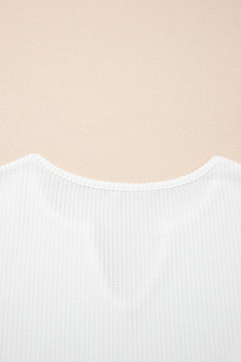 Spiral Ribbed Raw Seam Patchwork Pullover Long Sleeve Top