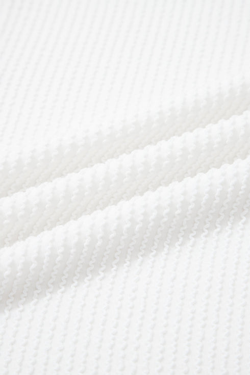 Spiral Ribbed Raw Seam Patchwork Pullover Long Sleeve Top
