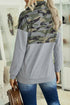 Splice Gray Kangaroo Pocket Zip Collar Sweatshirt