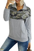 Splice Gray Kangaroo Pocket Zip Collar Sweatshirt