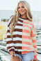 Spliced Mixed Stripe Relaxed Fit Crewneck Sweatshirt