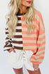 Spliced Mixed Stripe Relaxed Fit Crewneck Sweatshirt