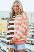 Spliced Mixed Stripe Relaxed Fit Crewneck Sweatshirt
