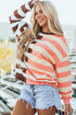 Spliced Mixed Stripe Relaxed Fit Crewneck Sweatshirt