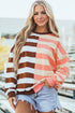 Spliced Mixed Stripe Relaxed Fit Crewneck Sweatshirt