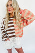 Spliced Mixed Stripe Relaxed Fit Crewneck Sweatshirt