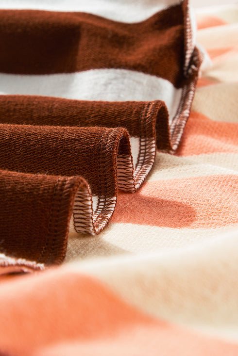 Spliced Mixed Stripe Relaxed Fit Crewneck Sweatshirt