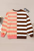Spliced Mixed Stripe Relaxed Fit Crewneck Sweatshirt