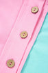 Spliced Panel Patchwork Short Sleeve Button Front Top
