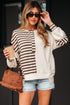 Spliced Pattern Button Front Waffle Knit Top