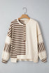 Spliced Pattern Button Front Waffle Knit Top