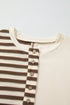 Spliced Pattern Button Front Waffle Knit Top
