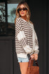 Spliced Pattern Button Front Waffle Knit Top