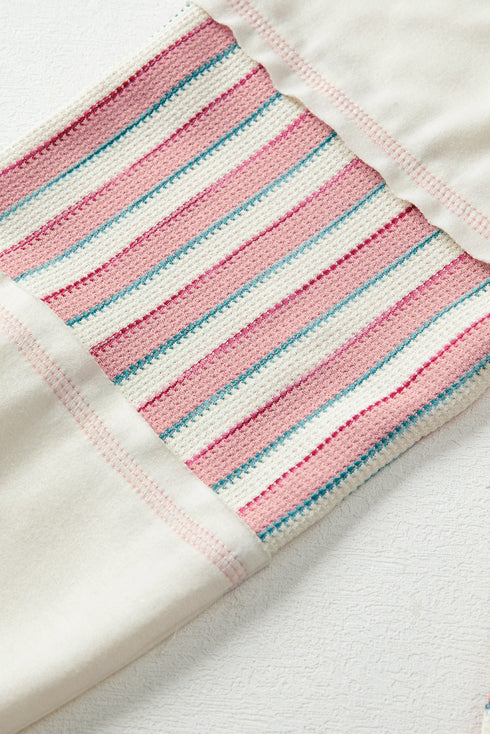 Spliced Pattern Button Front Waffle Knit Top
