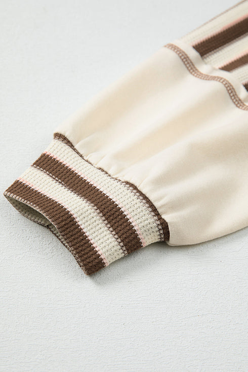 Spliced Pattern Button Front Waffle Knit Top