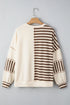 Spliced Pattern Button Front Waffle Knit Top