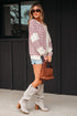 Spliced Pattern Button Front Waffle Knit Top