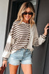 Spliced Pattern Button Front Waffle Knit Top