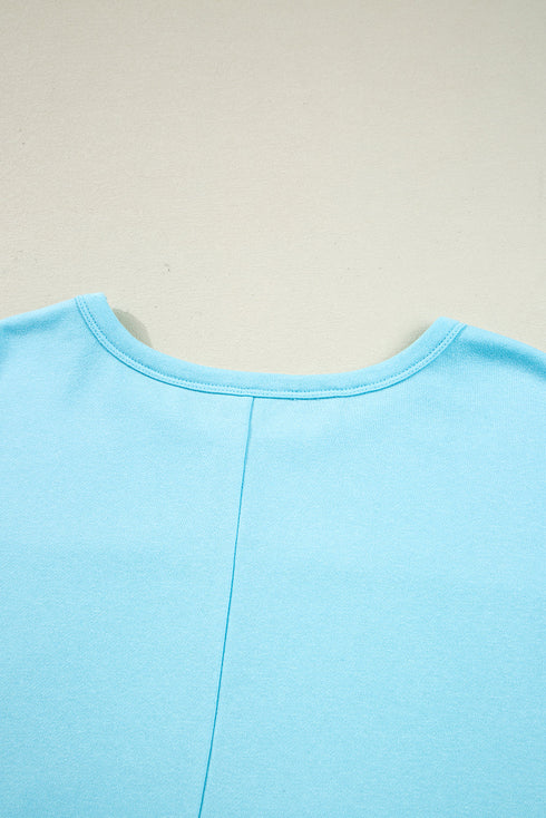 Spliced Raw Hem Pullover Shorts Plus Size Loungewear