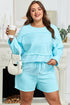 Spliced Raw Hem Pullover Shorts Plus Size Loungewear