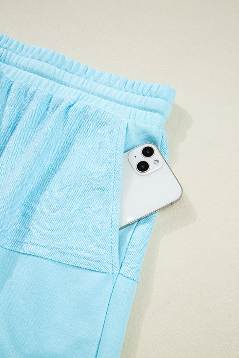 Spliced Raw Hem Pullover Shorts Plus Size Loungewear