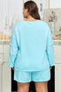 Spliced Raw Hem Pullover Shorts Plus Size Loungewear