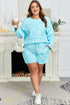 Spliced Raw Hem Pullover Shorts Plus Size Loungewear