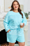 Spliced Raw Hem Pullover Shorts Plus Size Loungewear