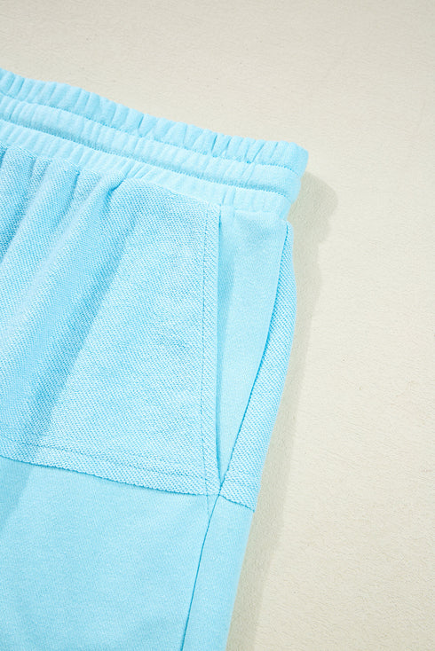 Spliced Raw Hem Pullover Shorts Plus Size Loungewear