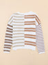 Spliced Stripe Textured Knit Crew Neck Sweater