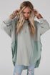 Splicing Raw Hem High Low Oversized Blouse