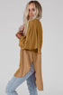 Splicing Raw Hem High Low Oversized Blouse