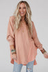 Splicing Raw Hem High Low Oversized Blouse