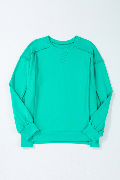 Splicing Round Neck Pullover Sweatshirt