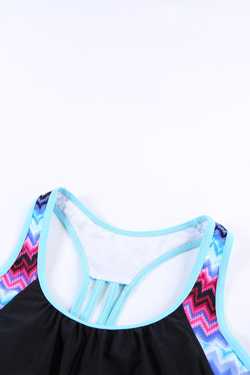 Splicing Scoop Neck Tankini Swimsuit