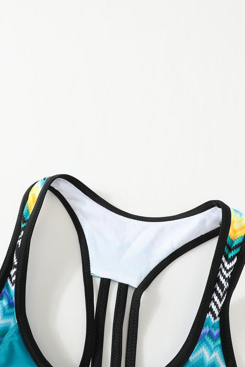 Splicing Scoop Neck Tankini Swimsuit