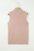 Split Hem High Neck Sleeveless Shift Sweater Vest