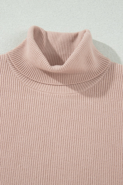 Split Hem High Neck Sleeveless Shift Sweater Vest