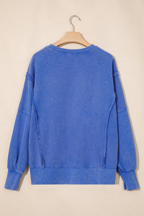 Split Hem Loose Silhouette Washed Tunic Sweatshirt