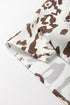Split Neck Balloon Sleeve Animal Print Woven Blouse
