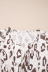 Split Neck Balloon Sleeve Animal Print Woven Blouse