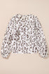 Split Neck Balloon Sleeve Animal Print Woven Blouse
