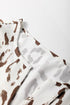 Split Neck Balloon Sleeve Animal Print Woven Blouse