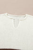 Split Neck Drop Shoulder Striped Knit Sweater