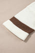 Split Neck Drop Shoulder Striped Knit Sweater